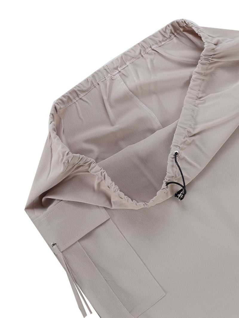 Drawstring Cargo Midi Skirt