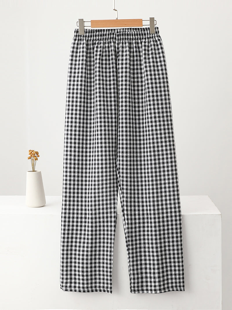 Checkered Wide-Leg Pants