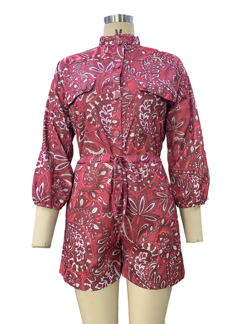 Graphic Puff Sleeve Romper