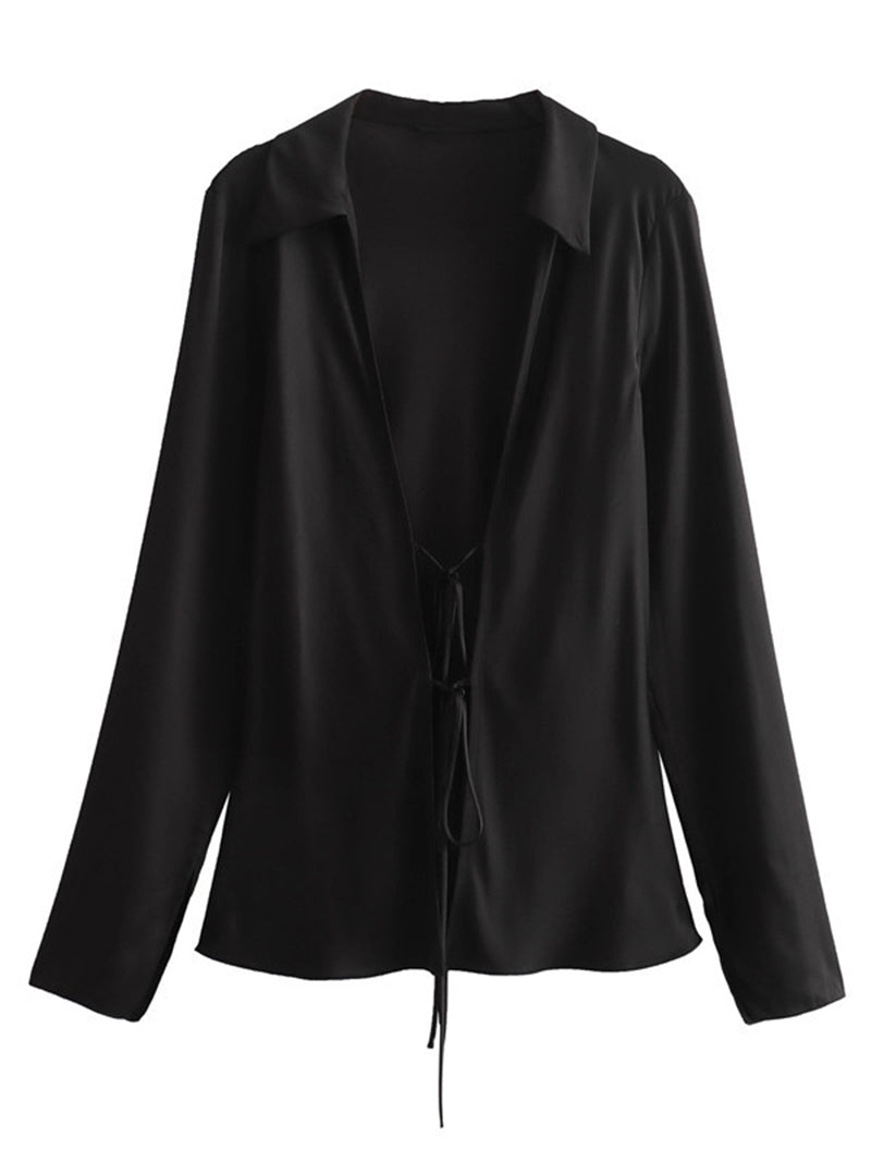 Tie-Front V-Neck Blouse