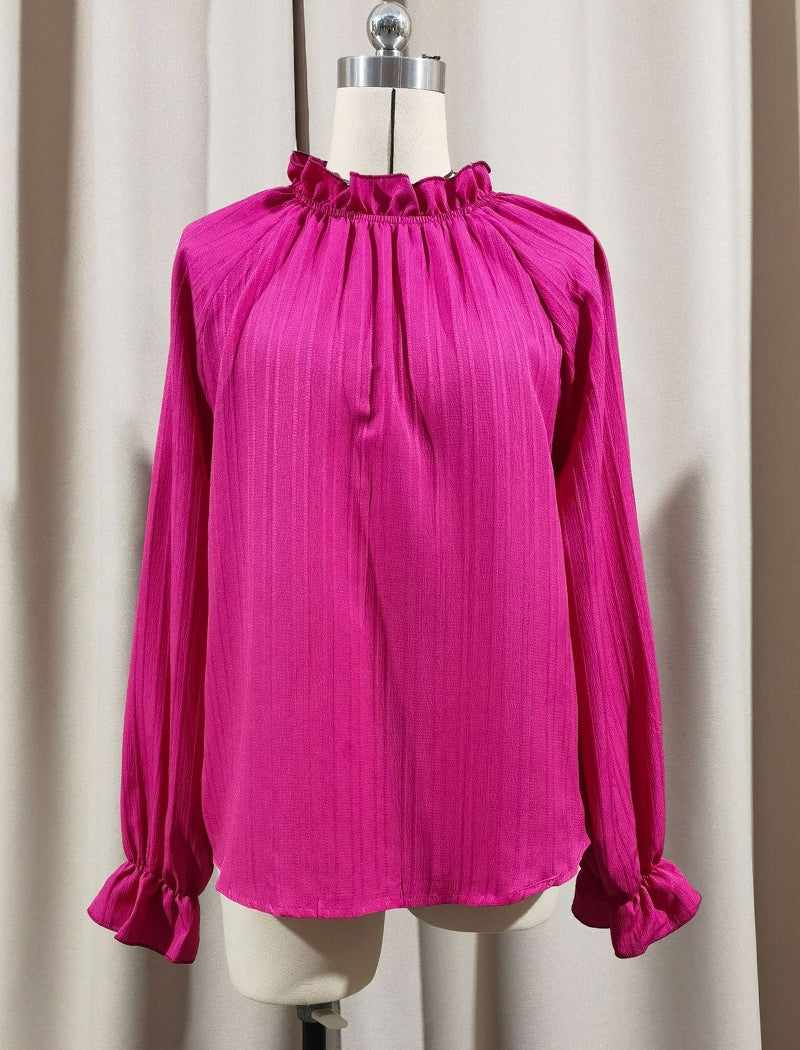 Ruffle Long-Sleeve Blouse