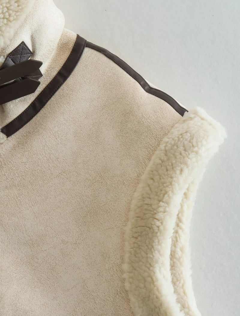 Faux Fur Quilted Sleeveless Vest