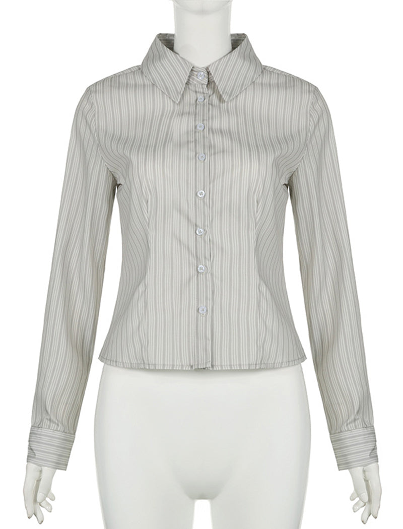 Striped Long-Sleeve Button-Up Shirt