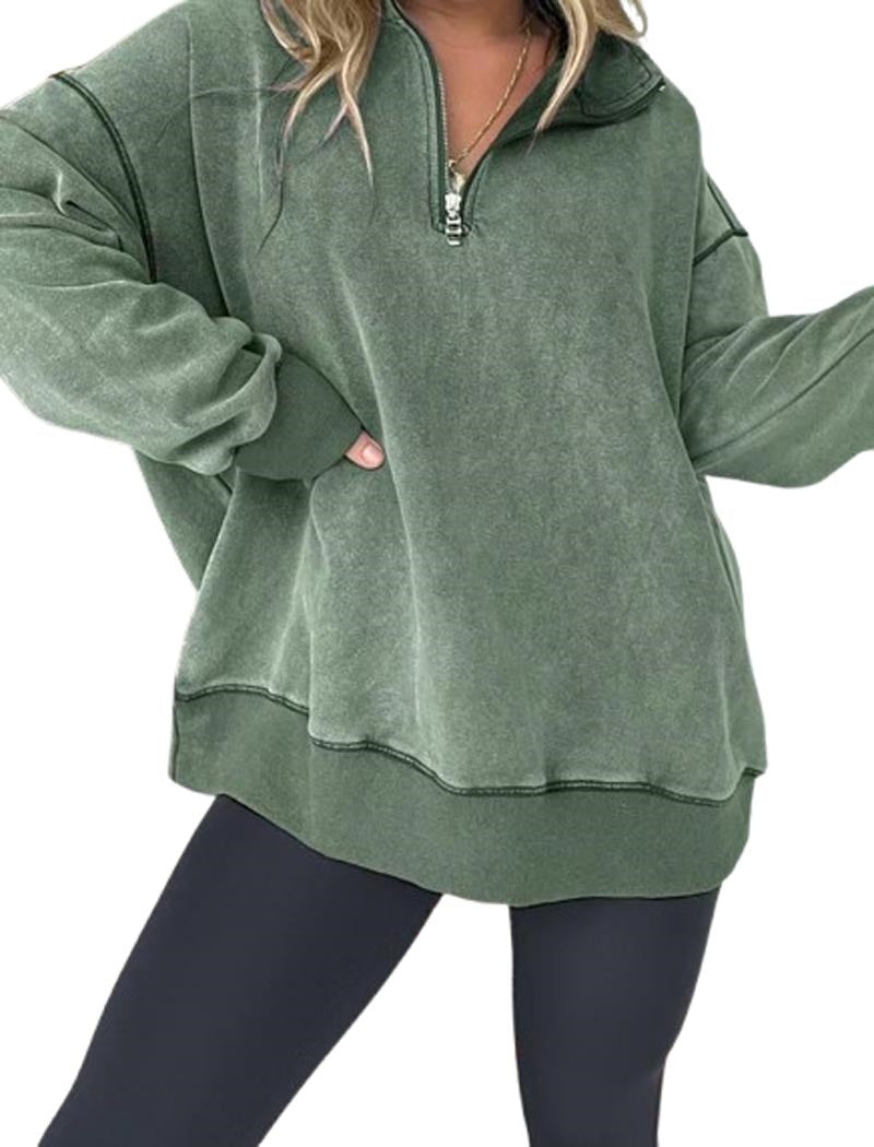Relaxed Fit Half-Zip Top