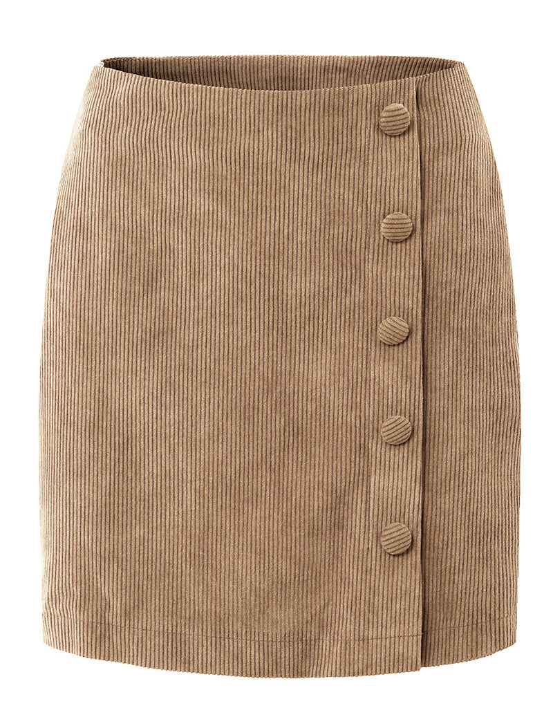 Corduroy Mini Skirt with Button Details