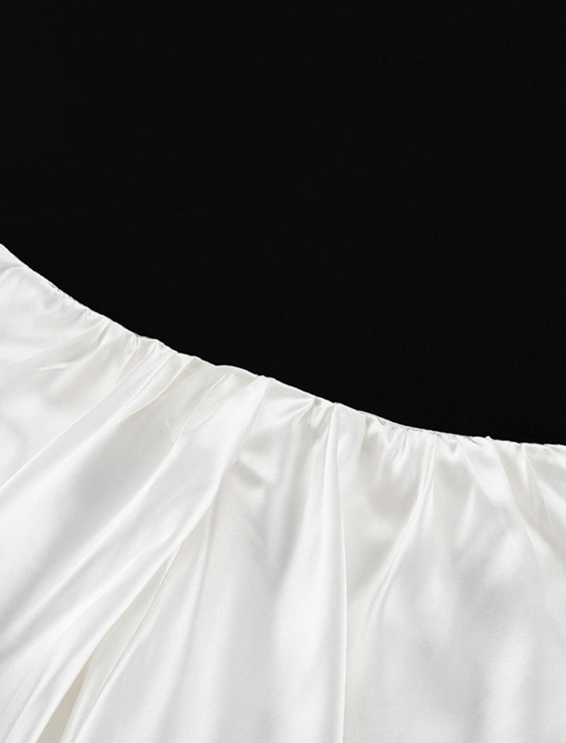 Satin Bubble Skirt with Elastic Waist