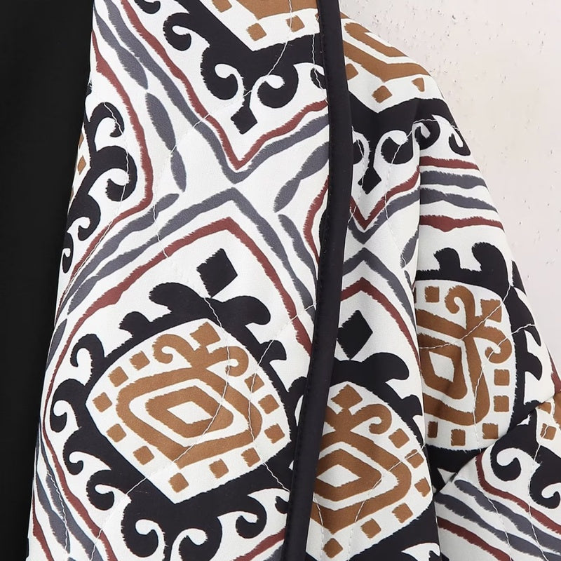 Patterned Open-Front Knit Jacket