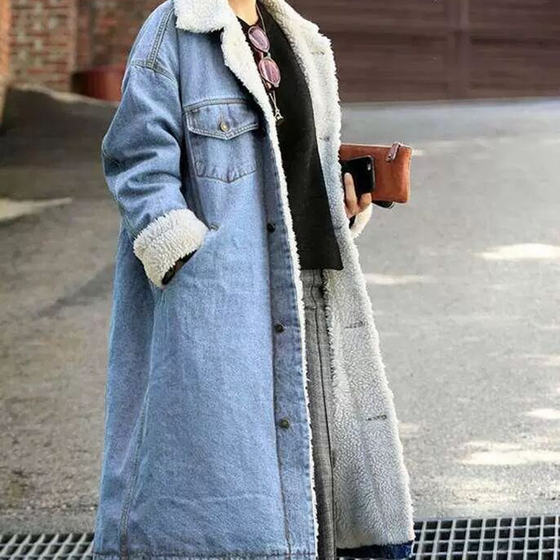 Longline Denim Sherpa Coat