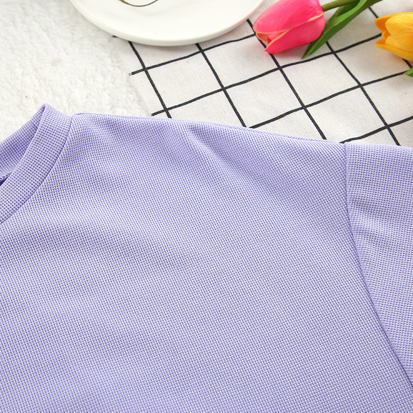 Knitted Long Sleeve Cropped Top and Shorts Pajama Set