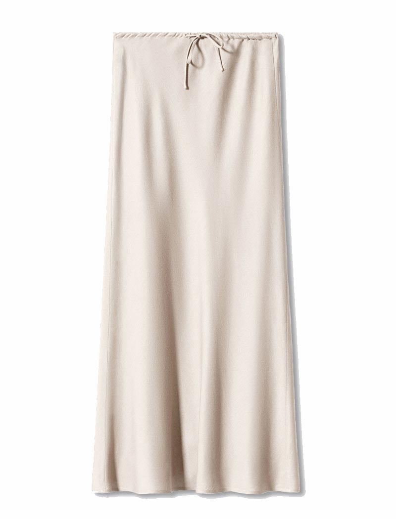 Drawstring Satin Maxi Skirt