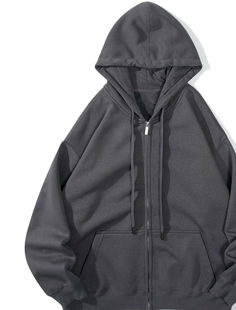 Hooded Solid Drawstring Jacket
