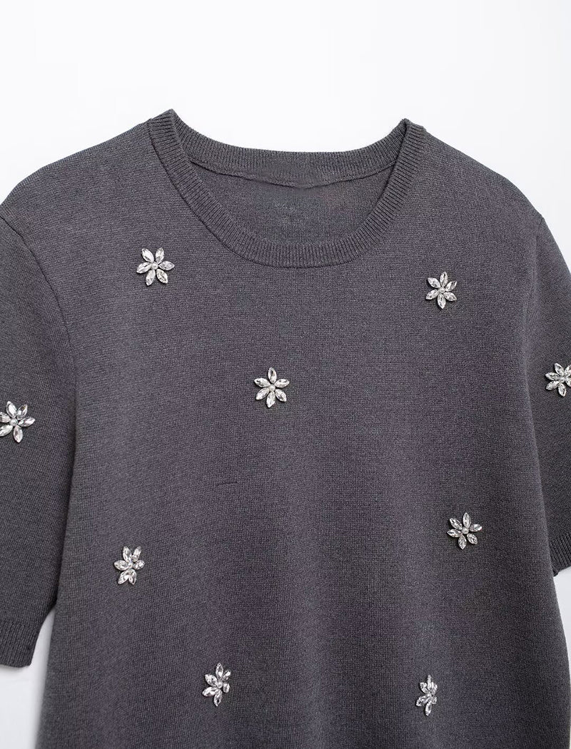 Jewel-Embellished Knit Top