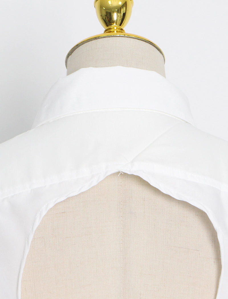 Padded Shoulder Waist-Tie Shirt