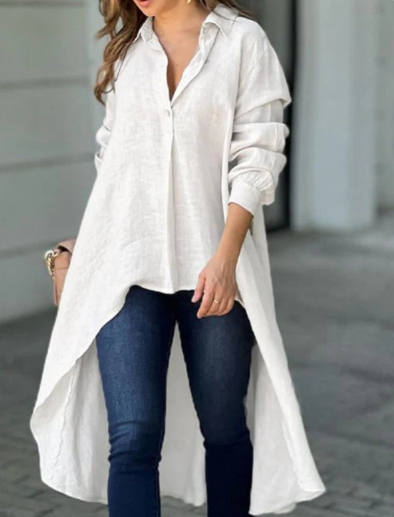 Oversized Asymmetric Shirt Tunic