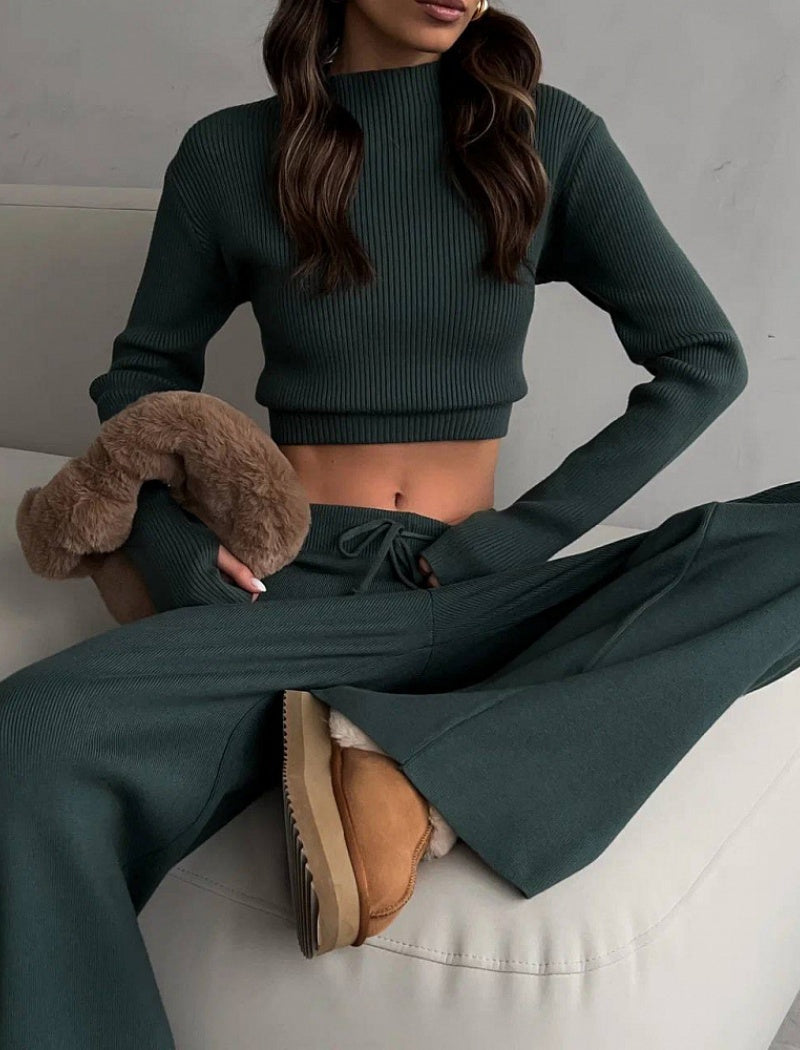 Ribbed Knit Two-Piece Lounge Set