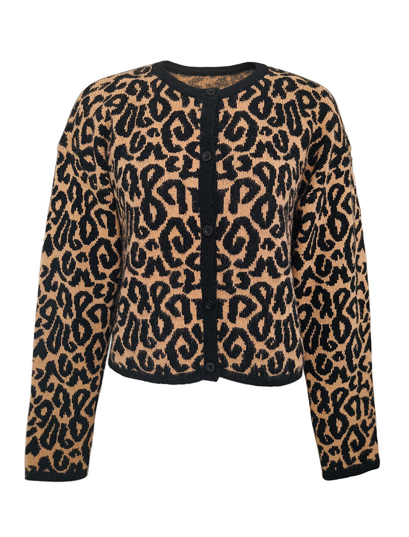 Relaxed Leopard Print Knit Sweater