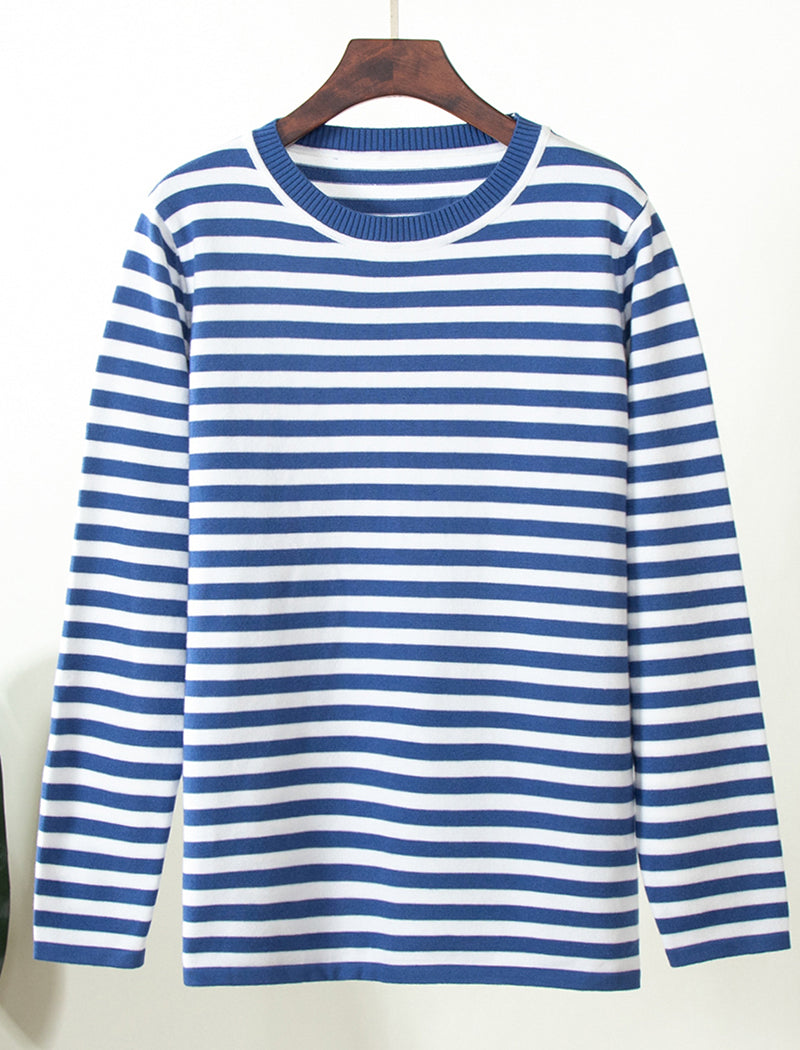 Crewneck Striped Knit Pullover