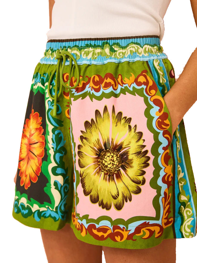 Floral Print Button-Up Shirt and Shorts Set