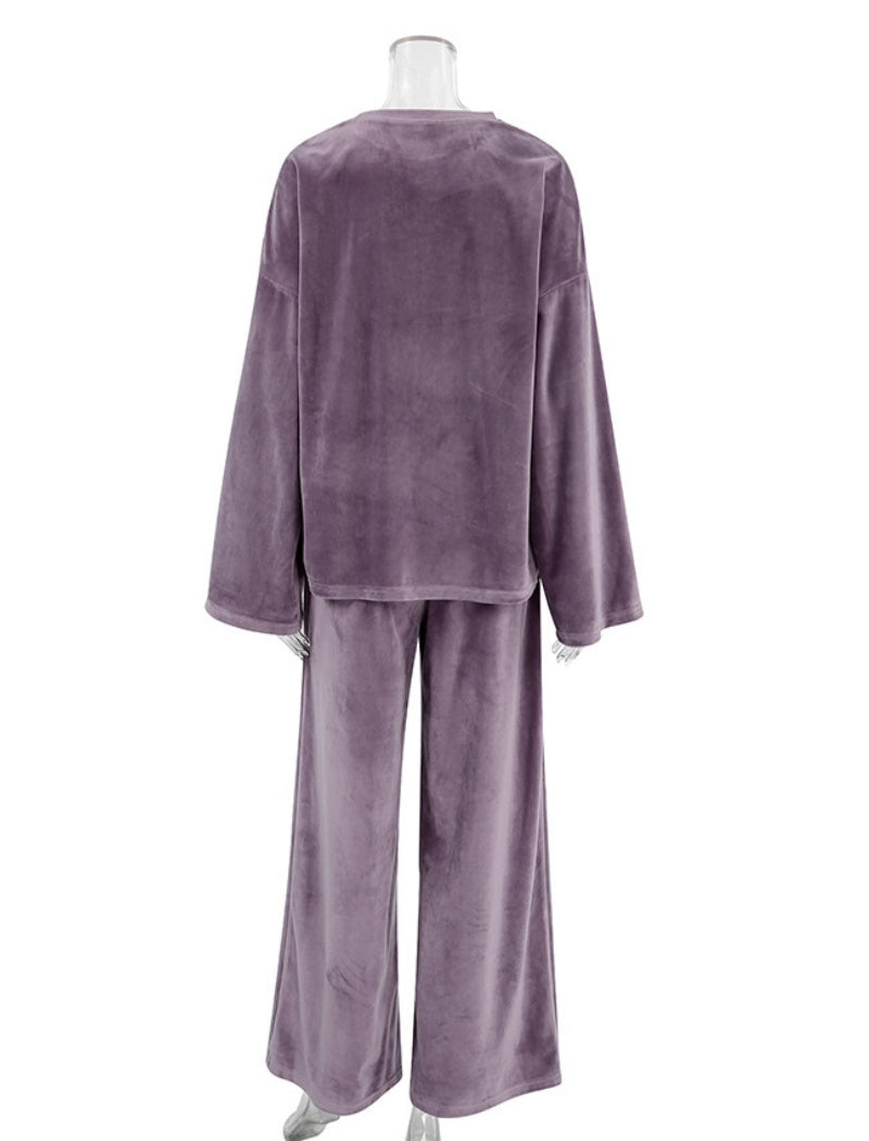 Velvety Lounge Set with Oversized Top