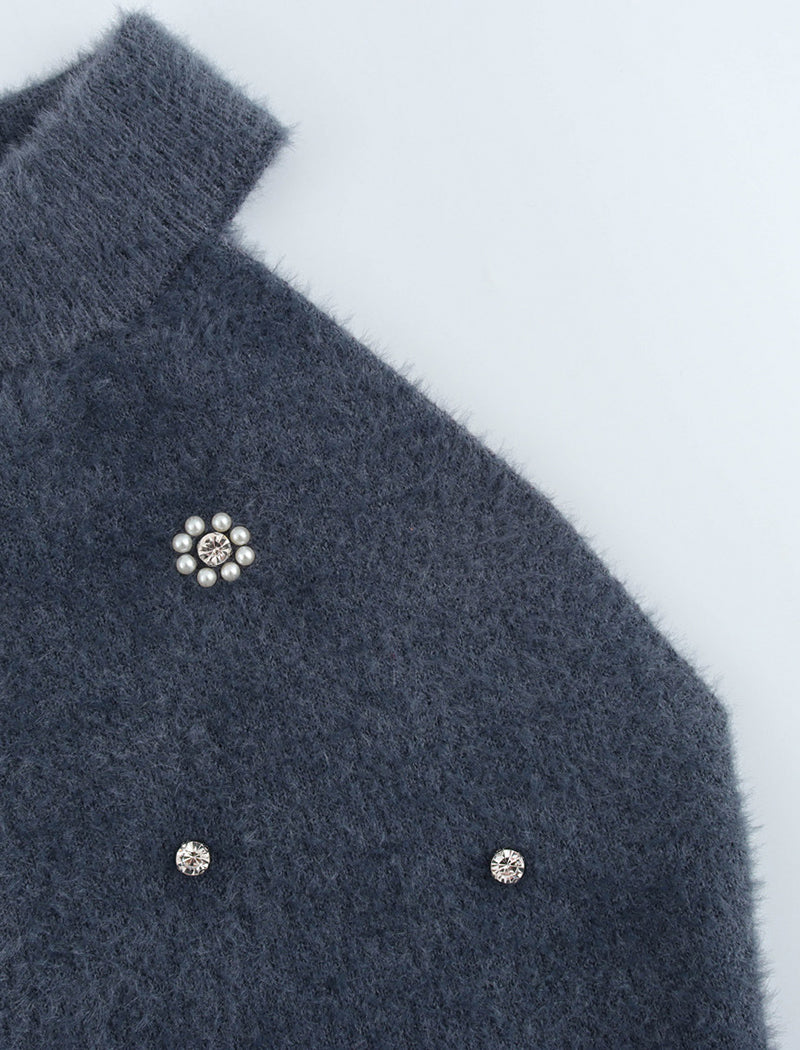 Faux Fur Halter Neck Sleeveless Mini Dress