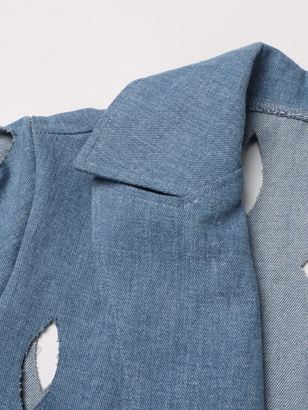 Cutout Fringe Longline Coat