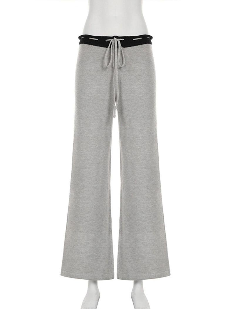 Drawstring Knit Flare Pants