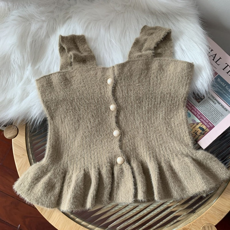Knit Tank Top with Button Accents