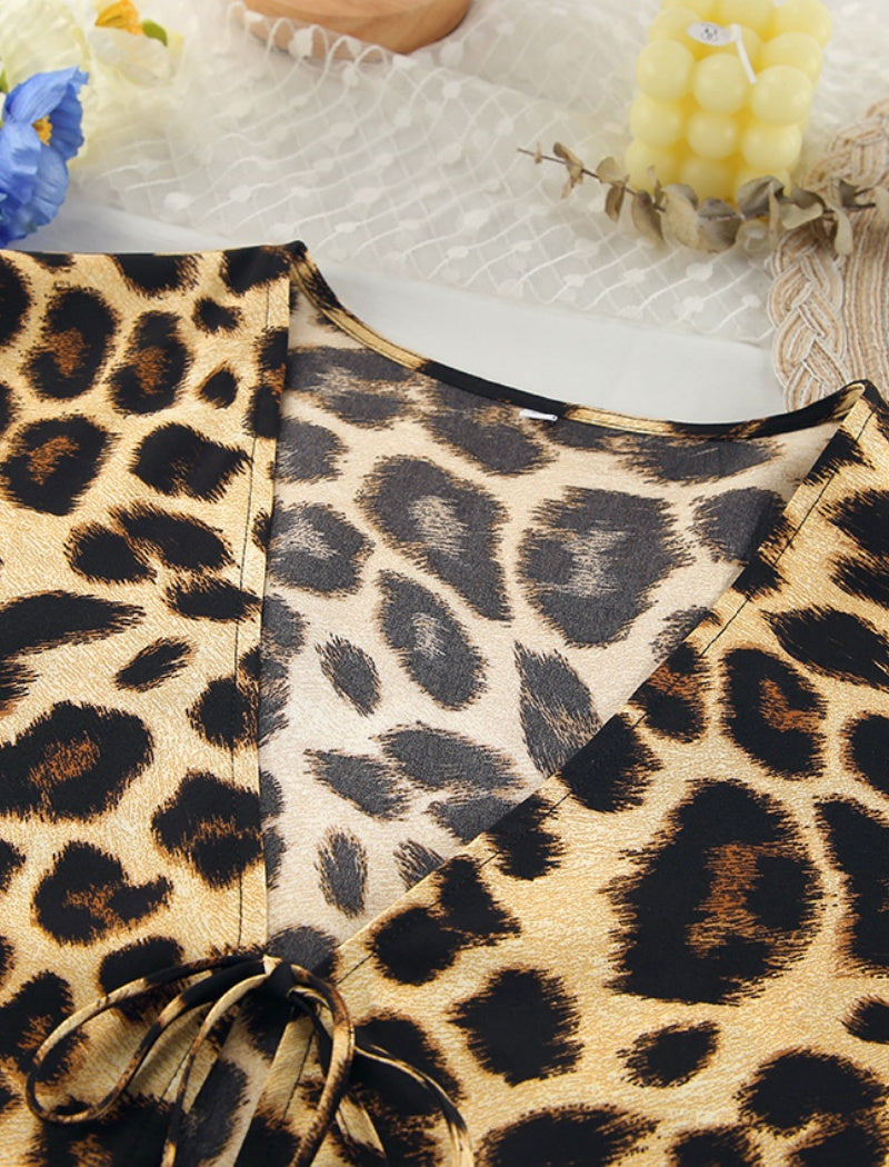 Leopard Print Long Sleeve Top and Pants Set