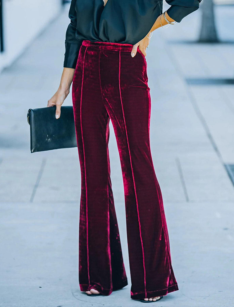 Velvet High Waist Flare Pants