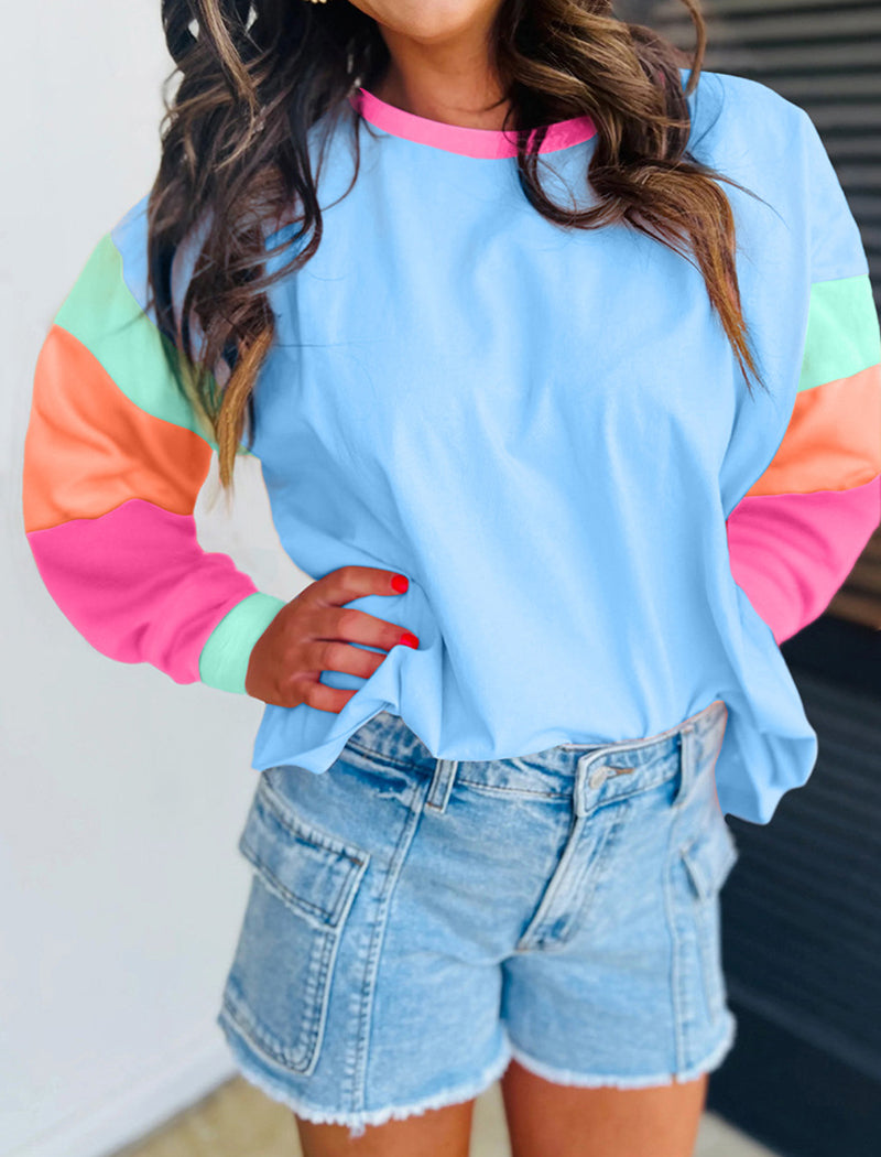 Colorblock Long-Sleeve Pullover