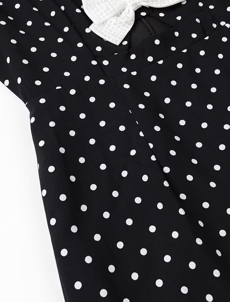 Polka Dot Bow Tie Mini Dress