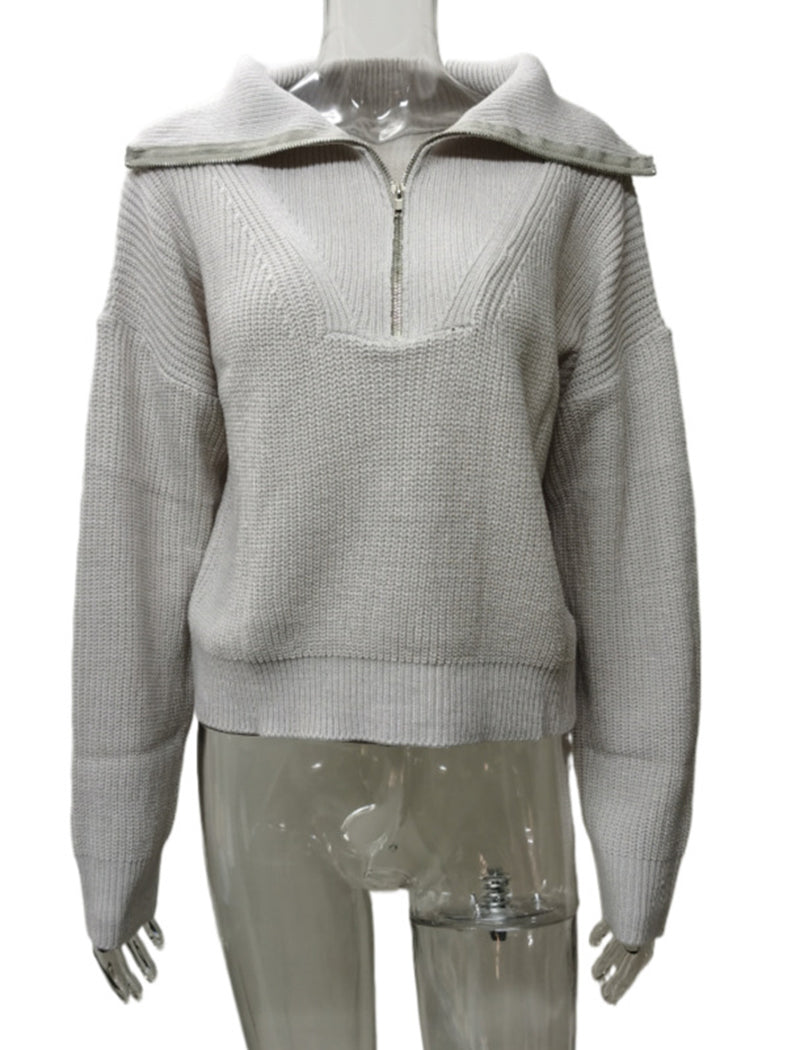 Long-Sleeve V-Neck Knit Pullover