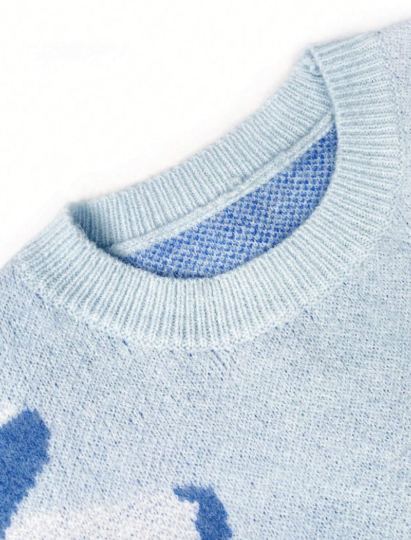 Bow Detail Jacquard Knit Sweater