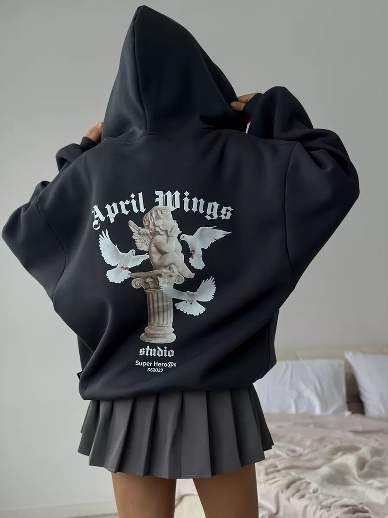 Graphic Print Oversized Hoodie