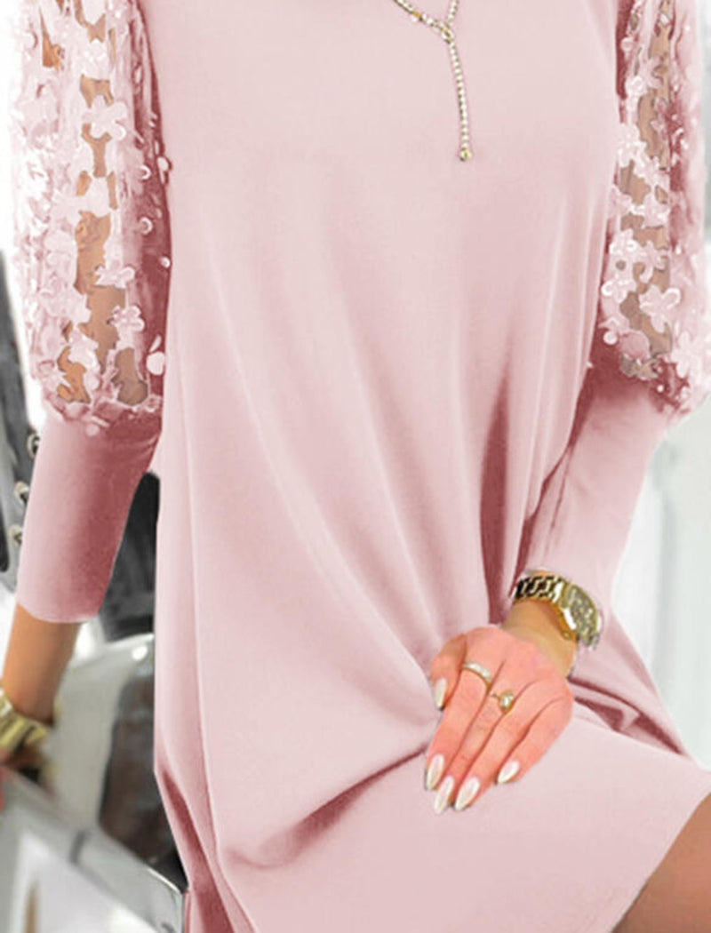 Floral Sleeve A-Line Mini Dress