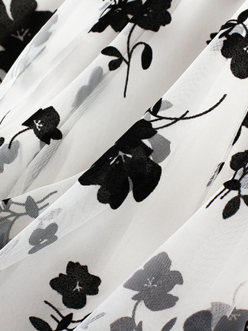 Floral Print Pleated Skirt