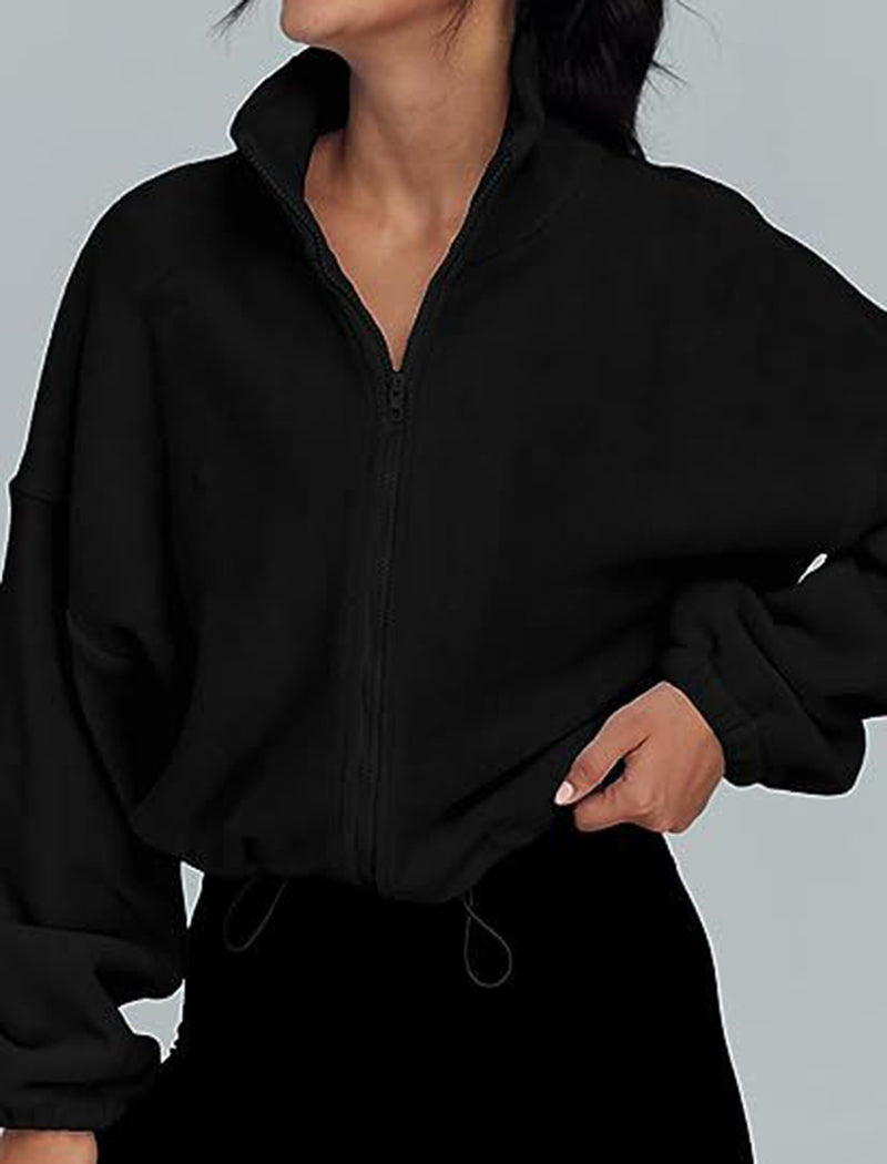 Zip-Up Cropped Pullover