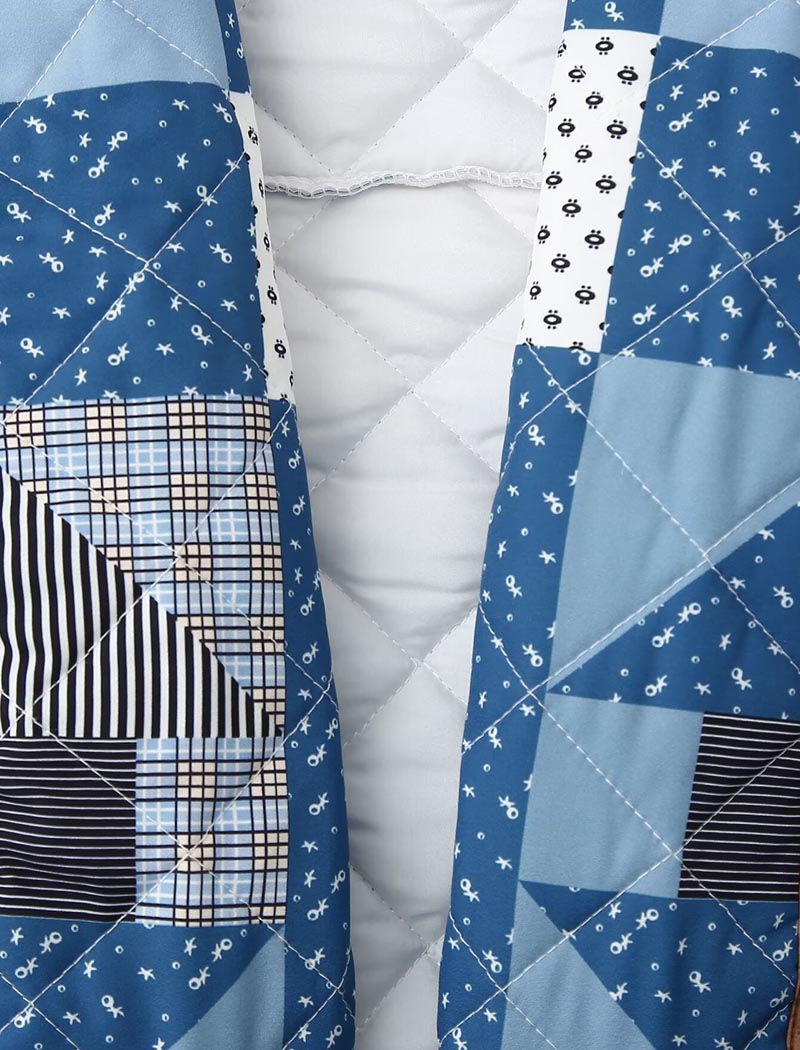 Quilted Patchwork Open-Front Jacket