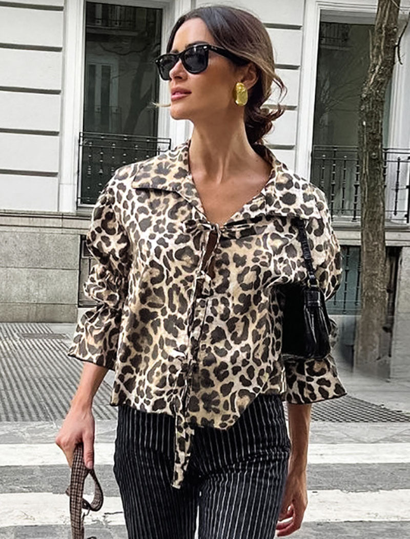 Puff Sleeve Leopard Print Top