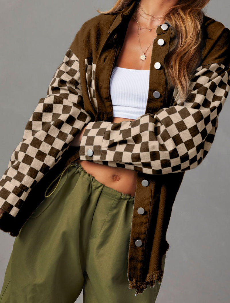 Checkered Button-Up Jacket
