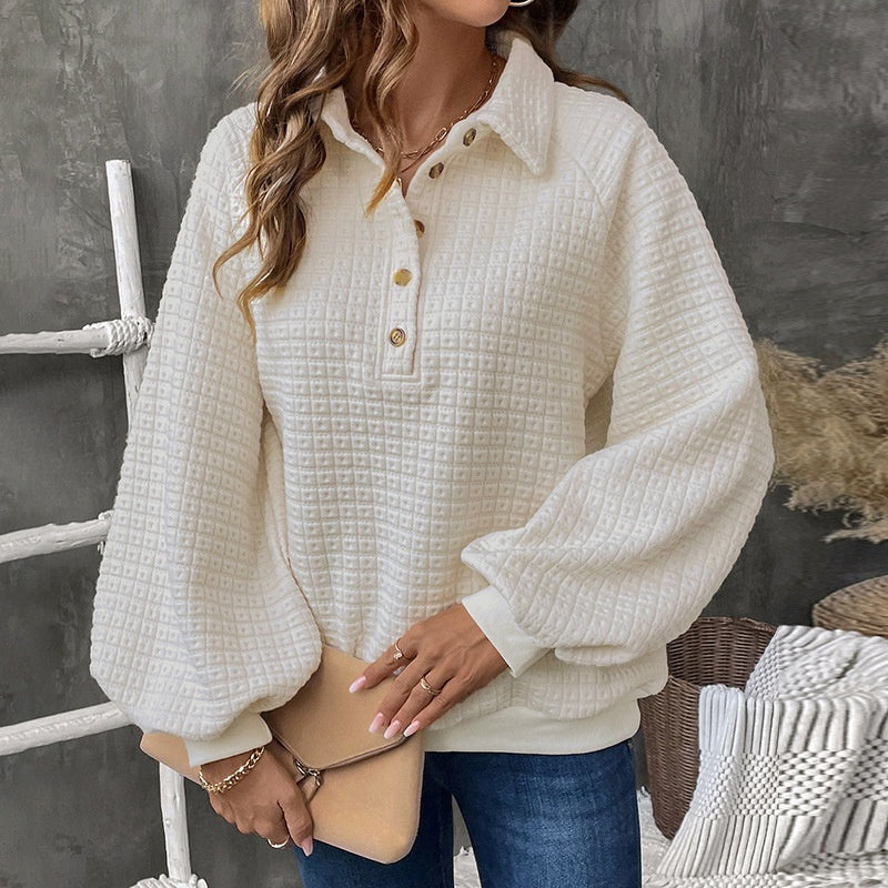 Textured Button-Up Sweater with Relaxed Fit