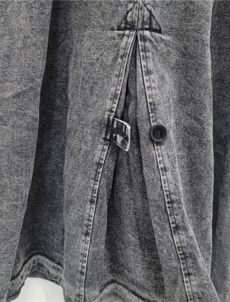 Washed Denim Trench Coat
