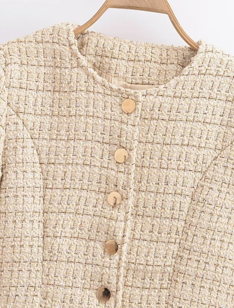 Tweed Cropped Jacket and Skirt Set