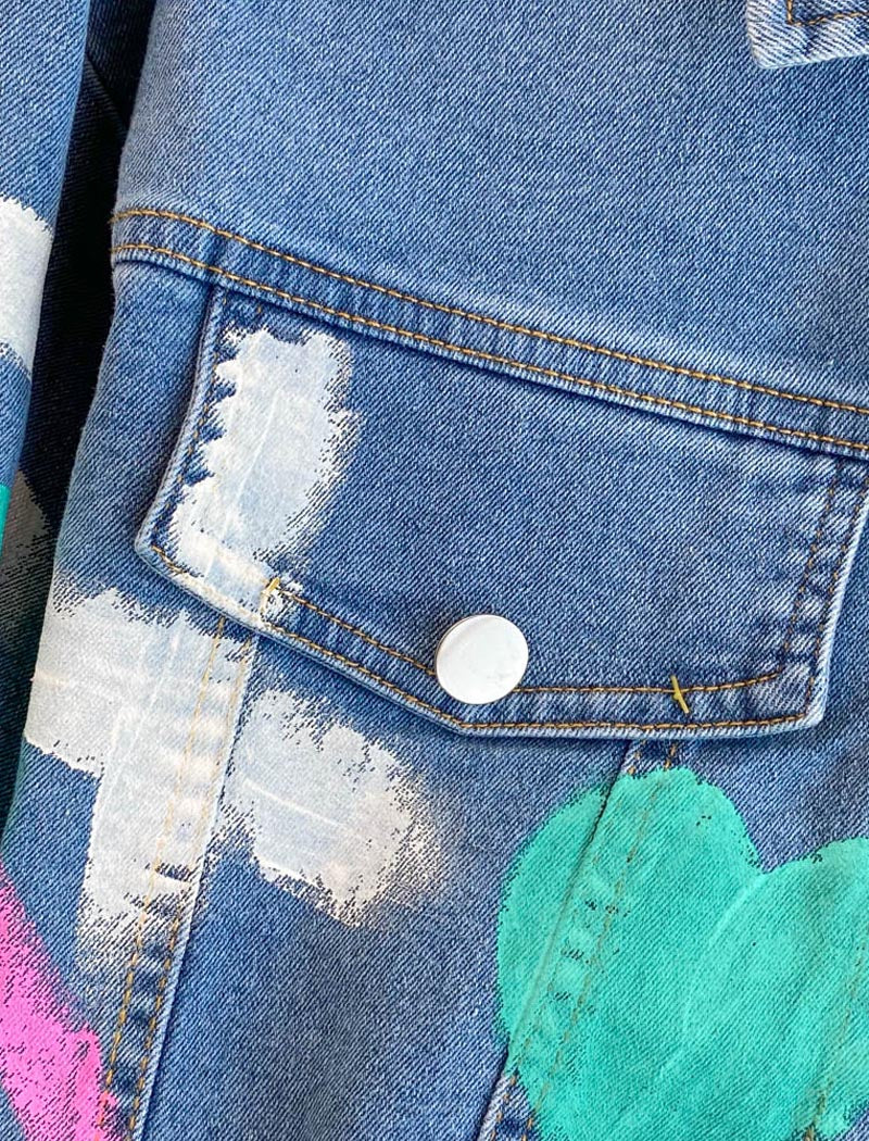 Painted Denim Jacket and Skirt Set