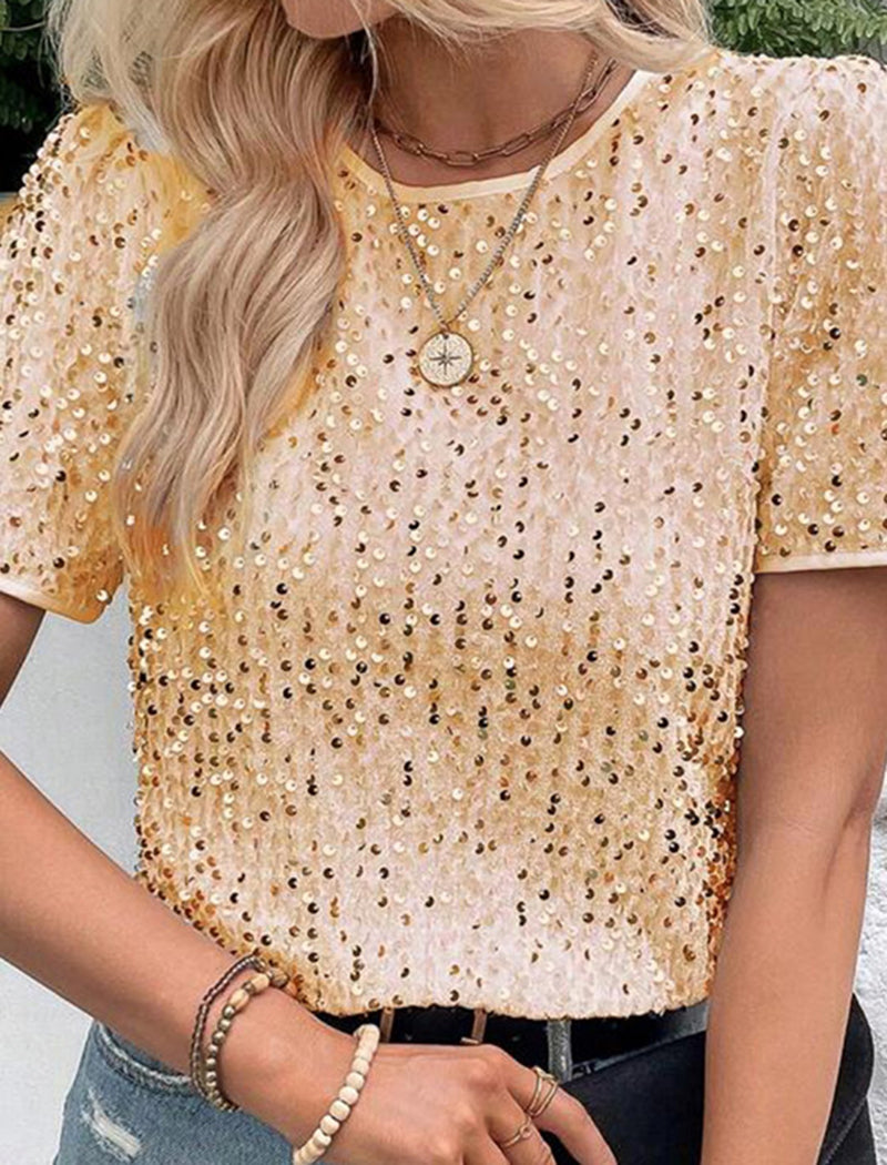 Short-Sleeve Sequin Top