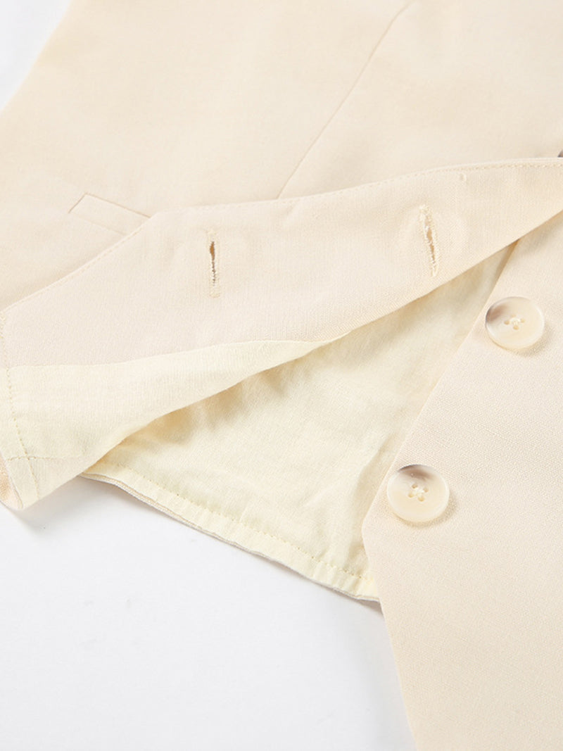 Buttoned Vest and Wide-Leg Shorts Set