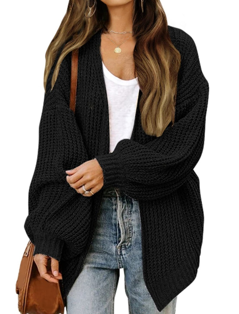 Lantern Sleeve Knit Cardigan