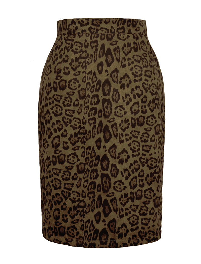 High-Waisted Animal Print Pencil Skirt