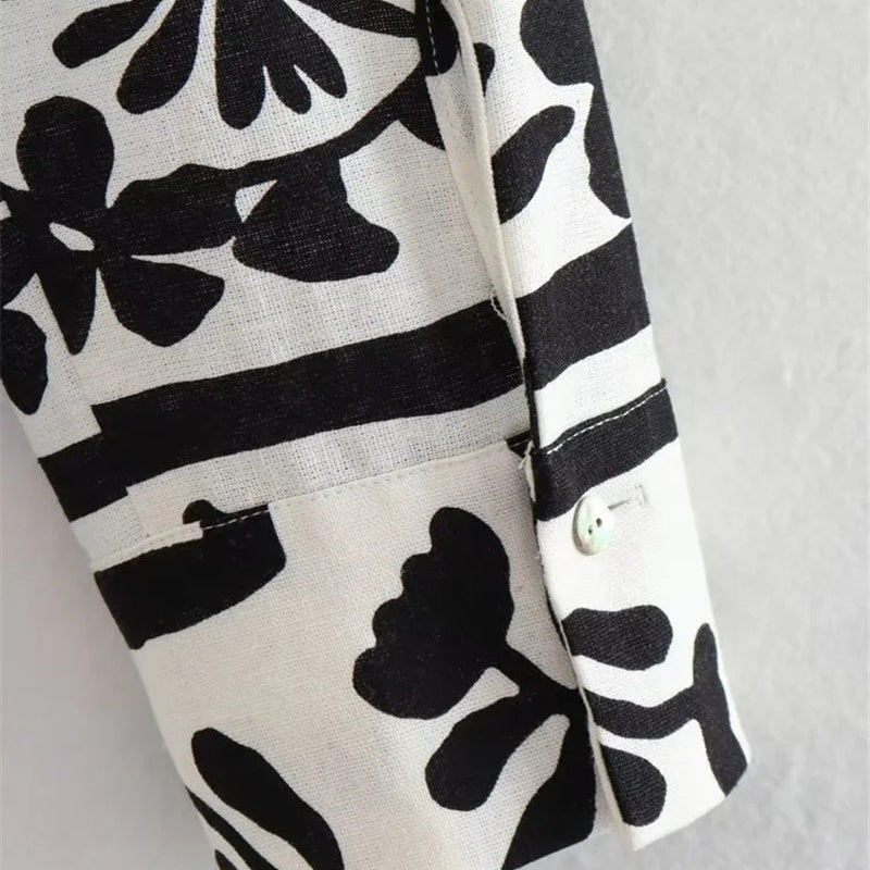 Floral Print Two-Piece Button-Up Set