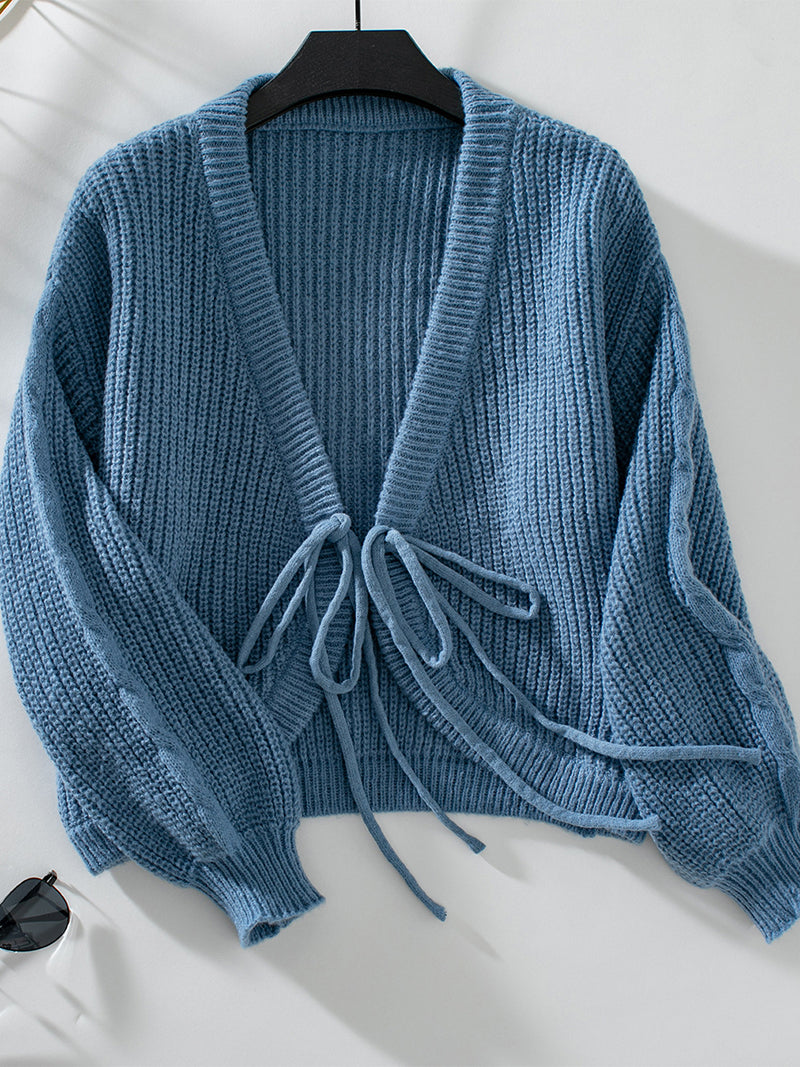 Knotted V-Neck Sweater